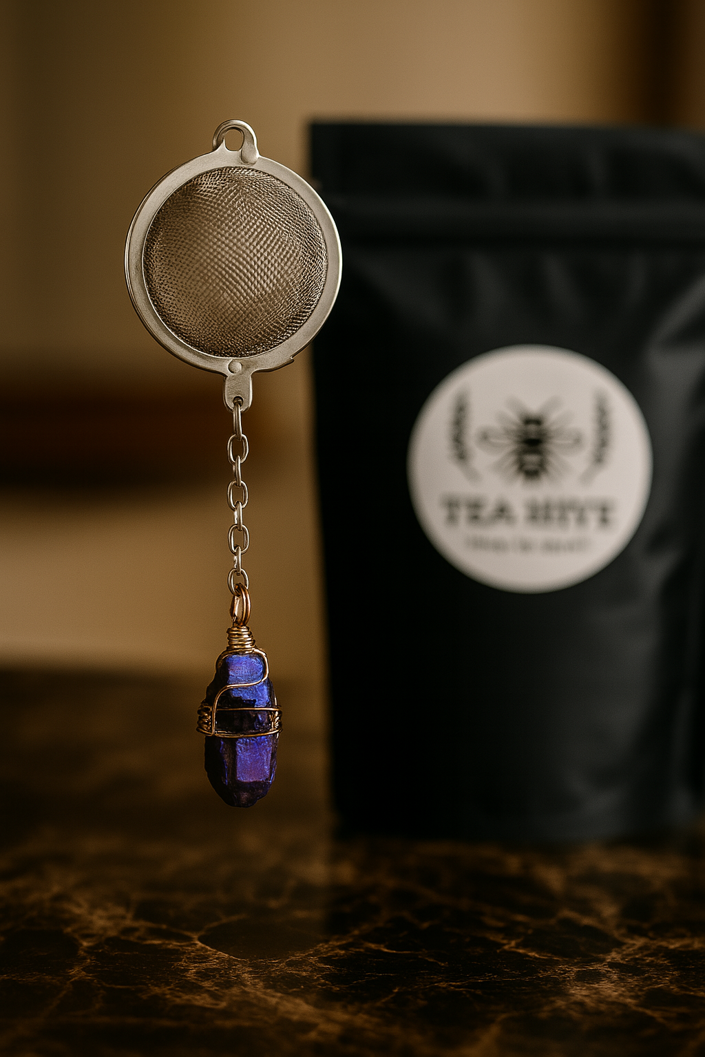Titanium Aura Quartz Crystal Mesh Ball Tea Infuser